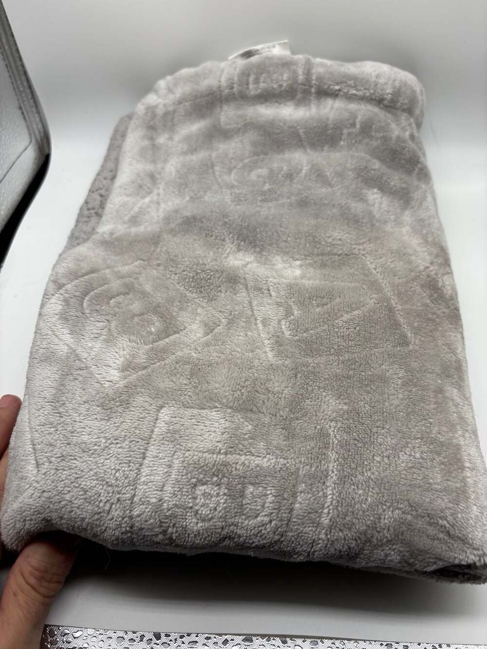Lullaby Kids Gray Embossed Plush Baby Blanket